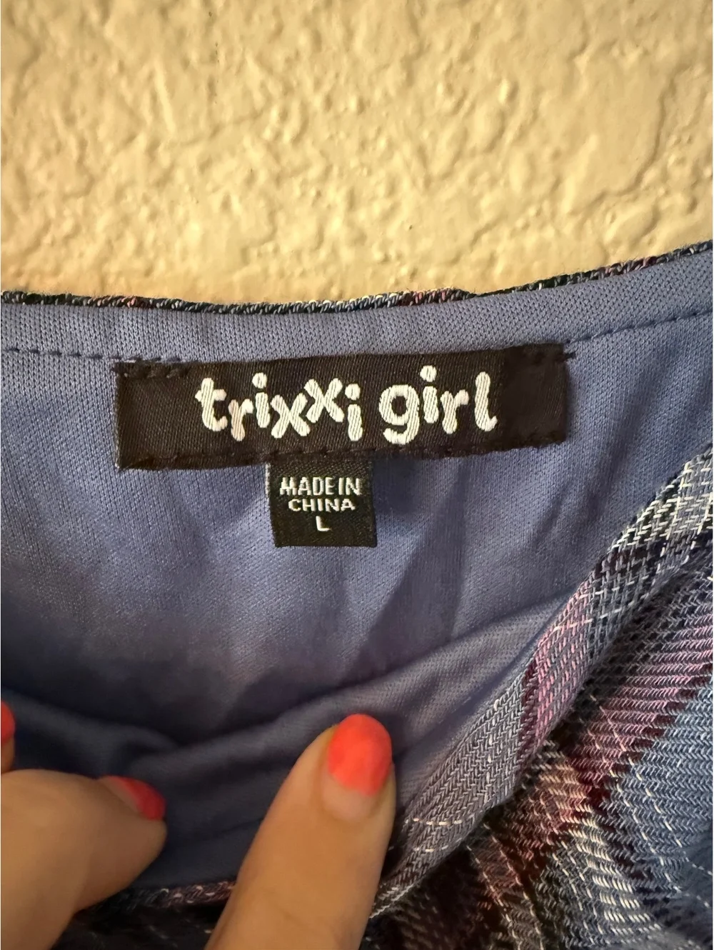 Trixxi Girl Large Blue Plaid Dress